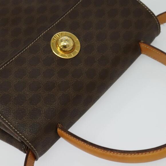 CELINE Macadam Canvas Hand Bag Pvc Leather Brown Gold - Picture 6 of 13